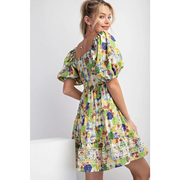 NEW Easel Cotton Poplin Babydoll Eyelet Dress Large Dress - Picture 2 of 8